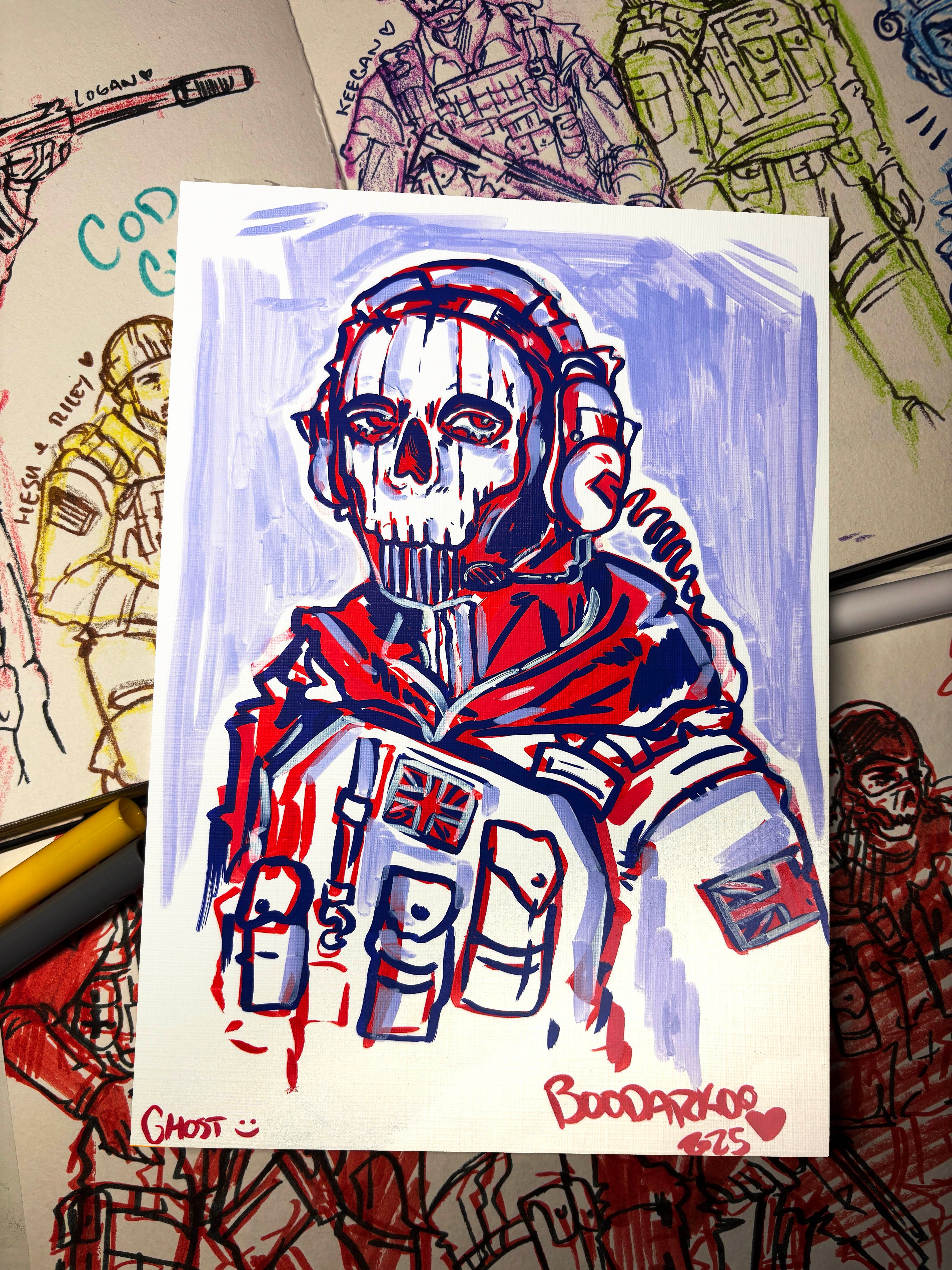 GHOST BLUE N RED ART PRINT